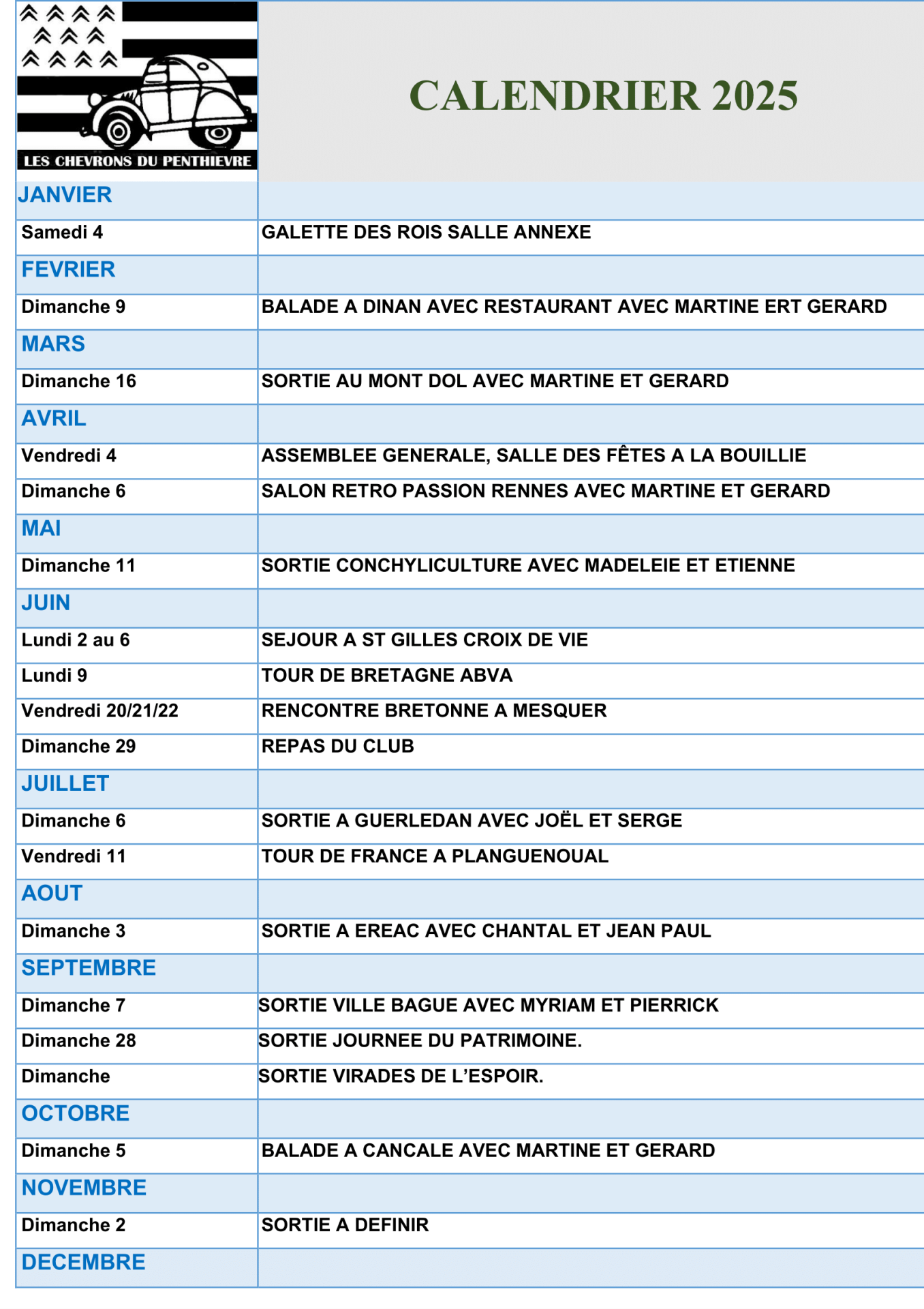 Calendrier 2025 2