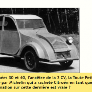 Dans les années 30 et 40, l'ancêtre de la 2 CV, la Toute Petite Voiture, est produite par Michelin qui a racheté Citroën en tant que prototype. Quelle affirmation sur cette dernière est vraie ?